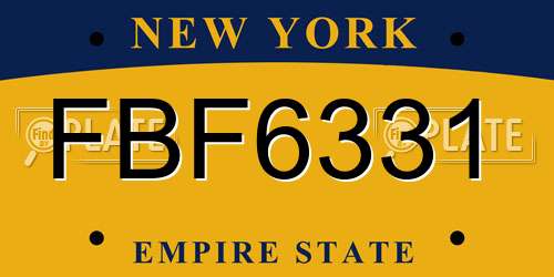 FBF6331 New York License Plate