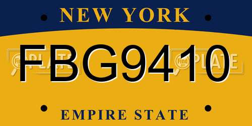 FBG9410 New York License Plate