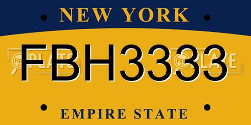 FBH3333 New York License Plate