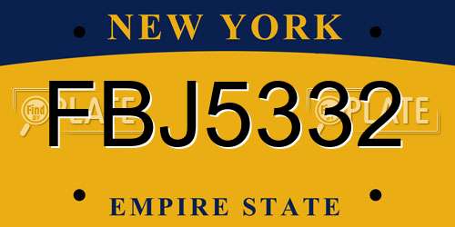 FBJ5332 New York License Plate