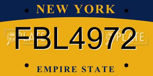 FBL4972 New York License Plate