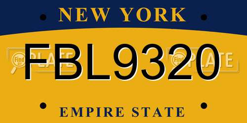 FBL9320 New York License Plate