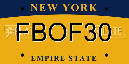 FBOF30 New York License Plate