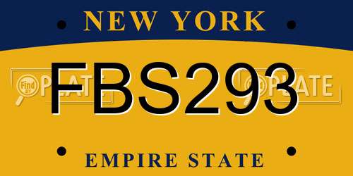 FBS293 New York License Plate
