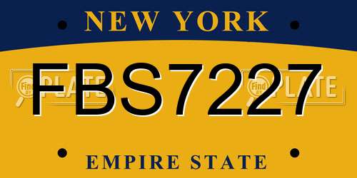 FBS7227 New York License Plate