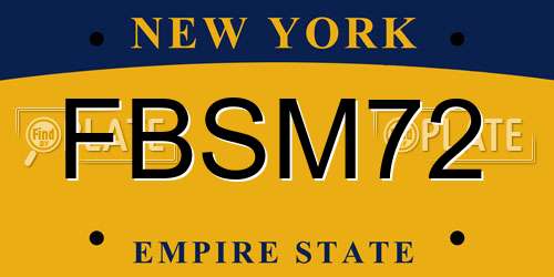 FBSM72 New York License Plate