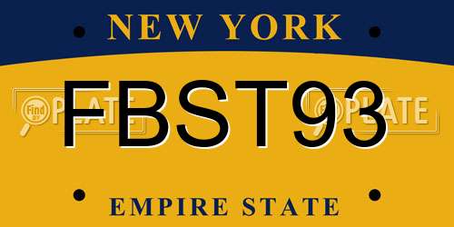 FBST93 New York License Plate