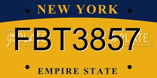 FBT3857 New York License Plate