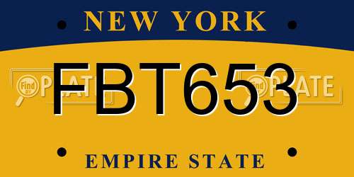 FBT653 New York License Plate