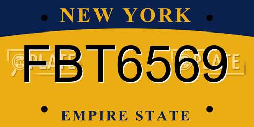 FBT6569 New York License Plate