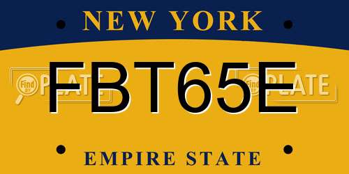 FBT65E New York License Plate