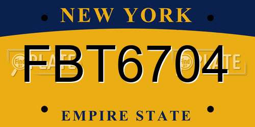 FBT6704 New York License Plate