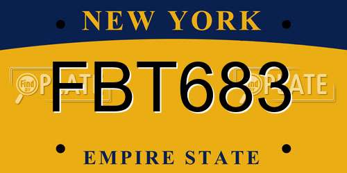 FBT683 New York License Plate
