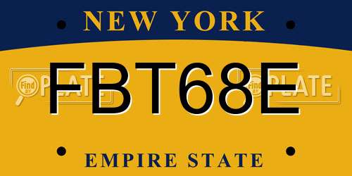 FBT68E New York License Plate