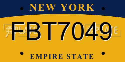 FBT7049 New York License Plate