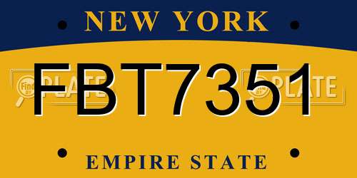 FBT7351 New York License Plate