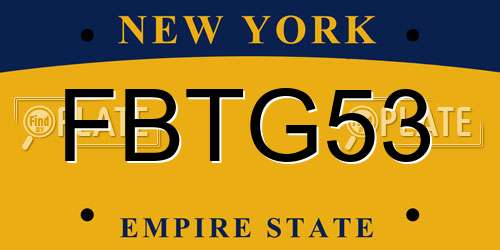 FBTG53 New York License Plate
