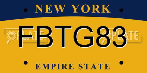 FBTG83 New York License Plate