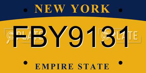 FBY9131 New York License Plate