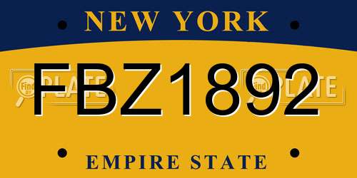 FBZ1892 New York License Plate