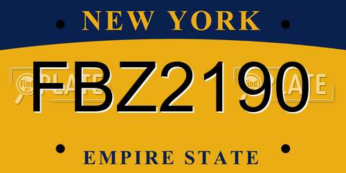 FBZ2190 New York License Plate
