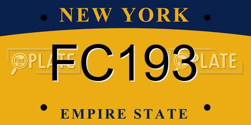 FC193 New York License Plate