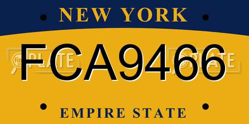 FCA9466 New York License Plate