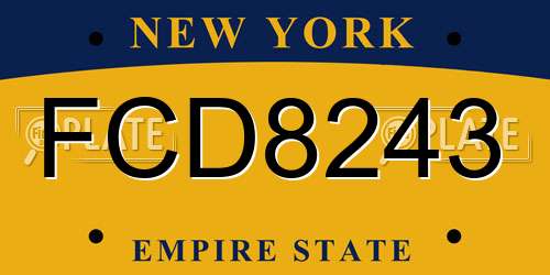 FCD8243 New York License Plate