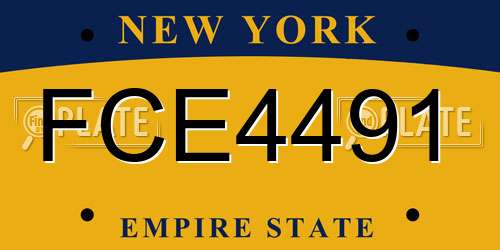 FCE4491 New York License Plate