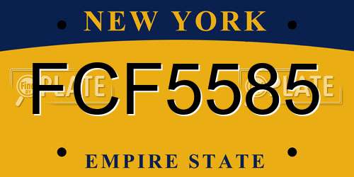 FCF5585 New York License Plate