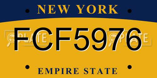 FCF5976 New York License Plate