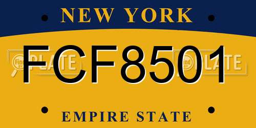FCF8501 New York License Plate