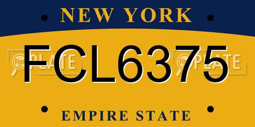 FCL6375 New York License Plate