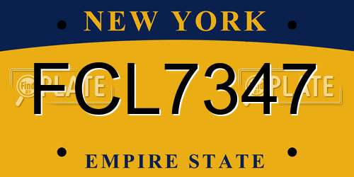FCL7347 New York License Plate