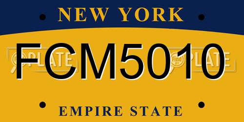 FCM5010 New York License Plate