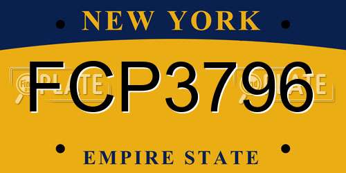 FCP3796 New York License Plate
