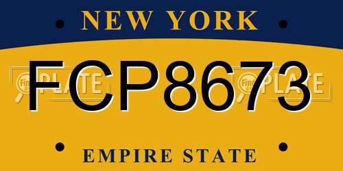 FCP8673 New York License Plate