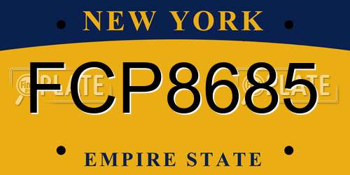 FCP8685 New York License Plate