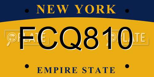 FCQ810 New York License Plate