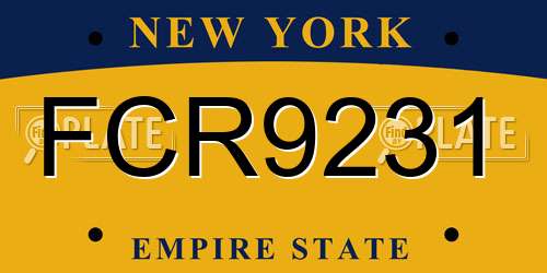 FCR9231 New York License Plate