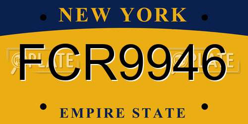 FCR9946 New York License Plate