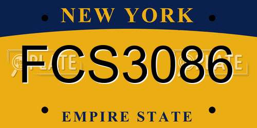 FCS3086 New York License Plate