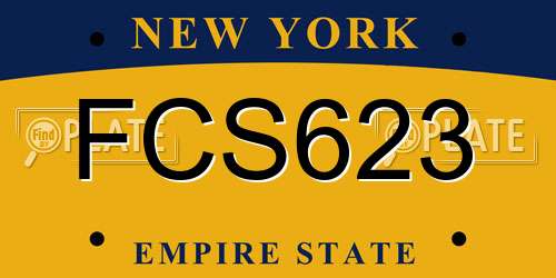 FCS623 New York License Plate
