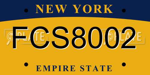 FCS8002 New York License Plate