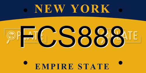 FCS888 New York License Plate