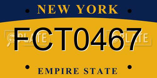 FCT0467 New York License Plate