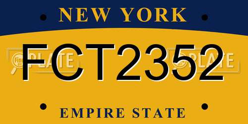 FCT2352 New York License Plate