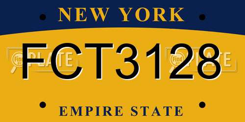 FCT3128 New York License Plate
