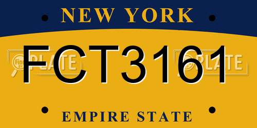 FCT3161 New York License Plate