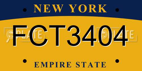FCT3404 New York License Plate